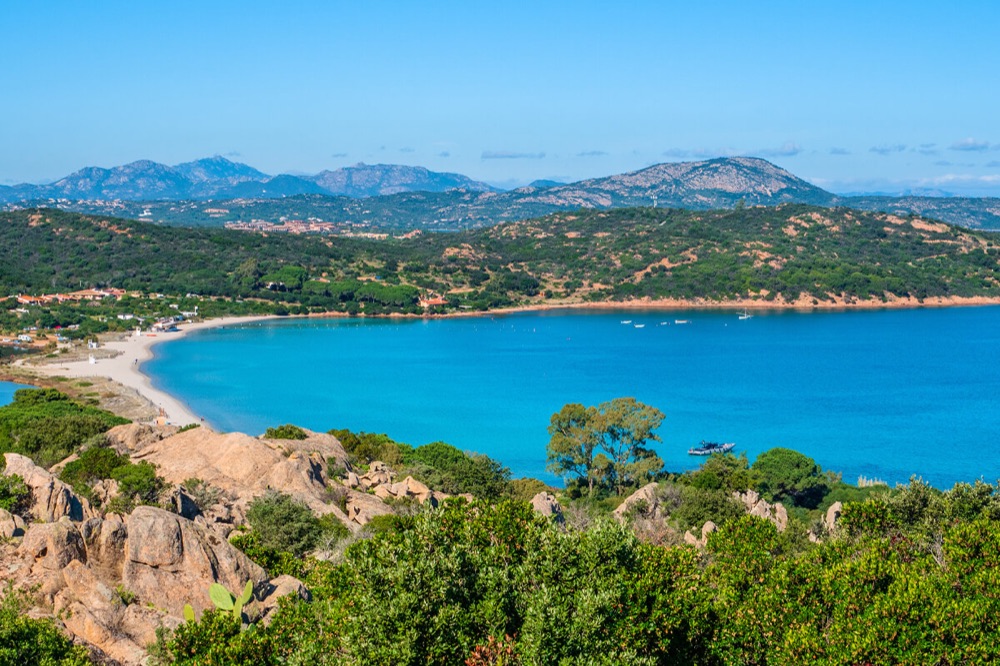 Turquoise water and a white sand beach on the Sardinian coast
